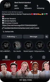 The Best Dental Istanbul Instagram profile: 611 posts, 16K followers, and highlights on veneers, implants and zirconium crowns
