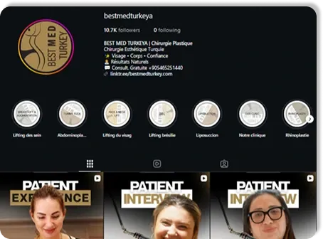 The Best Med Turkey Instagram profile: 10.7K followers, story highlights by treatment and patient interview reels